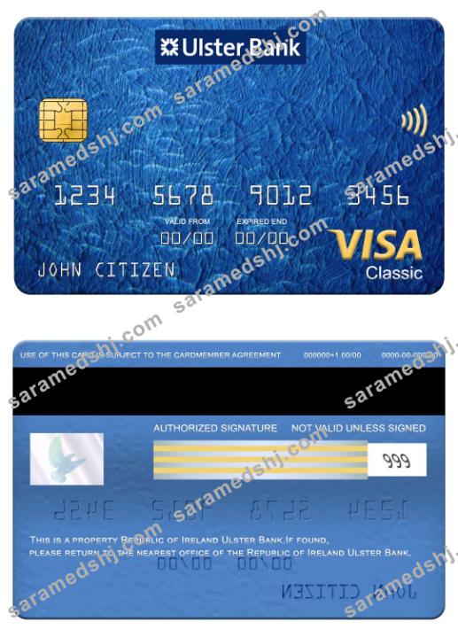 Republic of Ireland Ulster Bank visa classic card